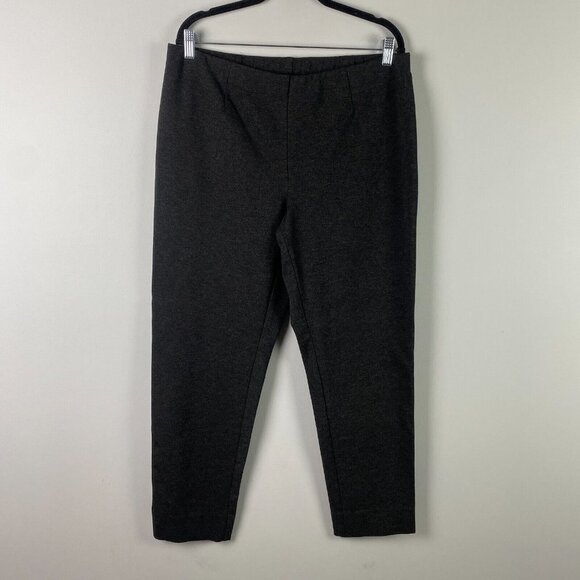 J Jill Ponte Slim Leg Pants Womens Large Pull On Elastic Waist Gray Ankle - Picture 1 of 10